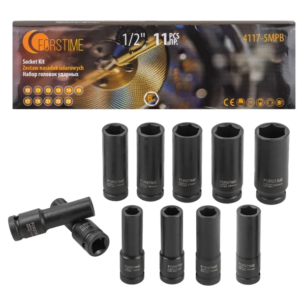 Набор головок ударных глубоких 11пр.1/2'' (6-гр.)(10-15,17,19,21,22,24),в кейсе