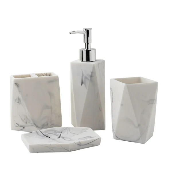 Набор для ванной комнаты 4пр. (мыльница, дозатор для мыла, подставка для зубных щеток, подставка для косметических аксессуаров)