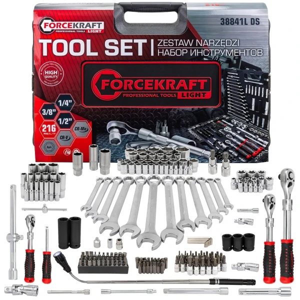 Набор инструментов 216пр. 1/4'', 3/8'', 1/2''(6гр.)