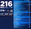 Набор инструментов 216пр. 1/4'', 3/8'', 1/2''(6гр.)