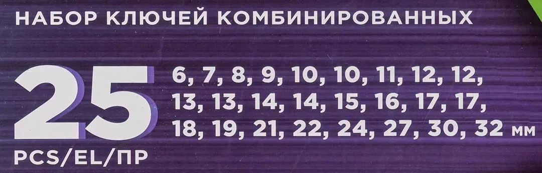 Ключи комбинированные, набор 25пр.