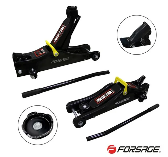 Домкрат подкатной гидравлический низкопрофильный 2т с резиновой накладкой (h min - 80мм, h max - 380мм)