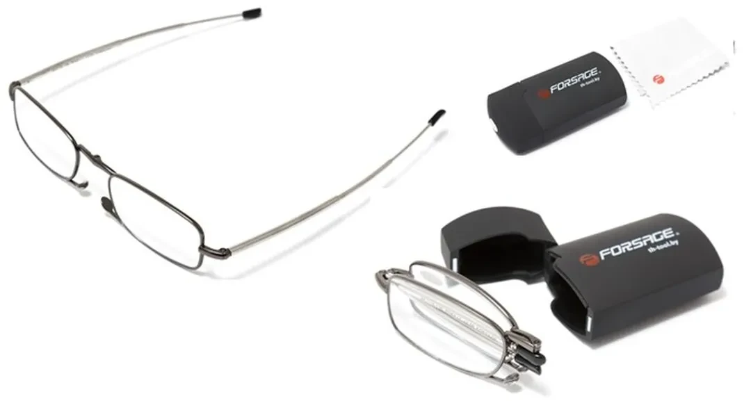 Очки для чтения компактные (+2.00, металлическая оправа), в пластиковом футляре