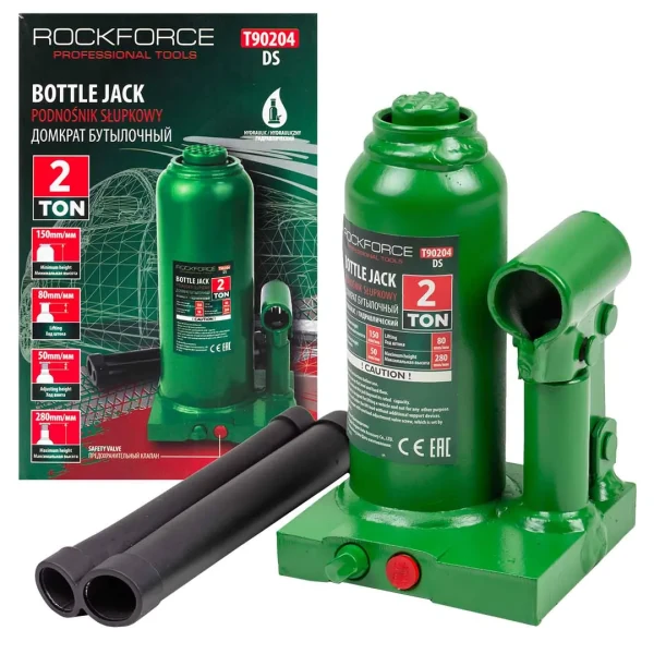 Домкрат бутылочный с клапаном 2т.(h min-148мм,h max-278мм, ход штока-80мм, ход винта-50мм)