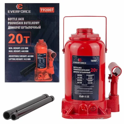 Домкрат бутылочный гидравлический с клапаном 20т(h min 235мм, h max 440мм, ход штока-145мм, ход винта-60мм)