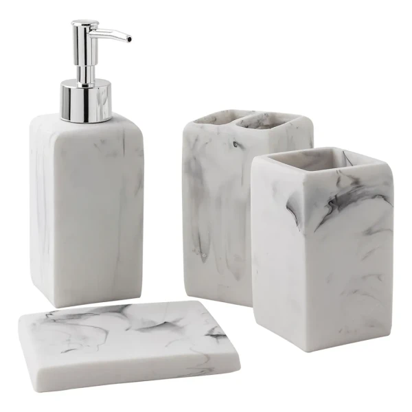 Набор для ванной комнаты 4пр. (мыльница, дозатор для мыла, подставка для зубных щеток, подставка для косметических аксессуаров)