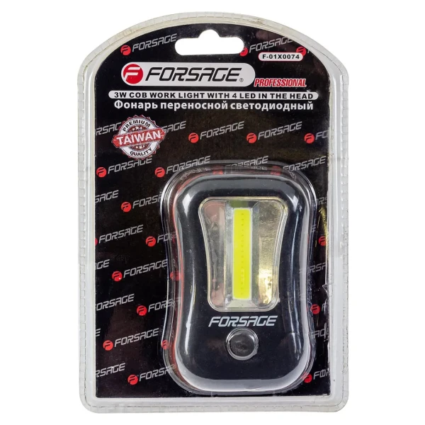 Фонарик переносной светодиодный в комплекте с батарейками (торцевой свет 4LED, боковой свет CUB, 3xAAA), в блистере