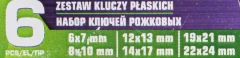 Набор ключей рожковых 6пр. (6х7, 8х10, 12х13, 14х17, 19х21, 22х24мм) в пластиковом держателе