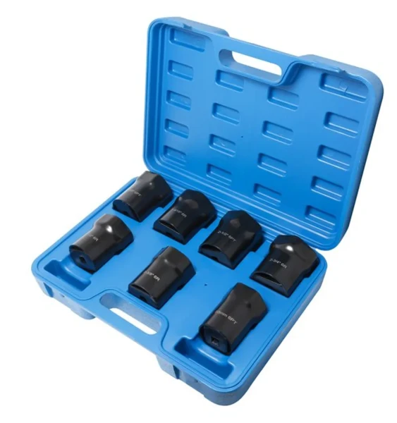 Набор головок для ступичных гаек 7пр.(55мм 6гр., 2-3/8''6R, 2-1/2''6R, 2-3/8''6PT, 2-9/16''6R, 2-1/2''6PT, 2-3/4 6R),в кейсе
