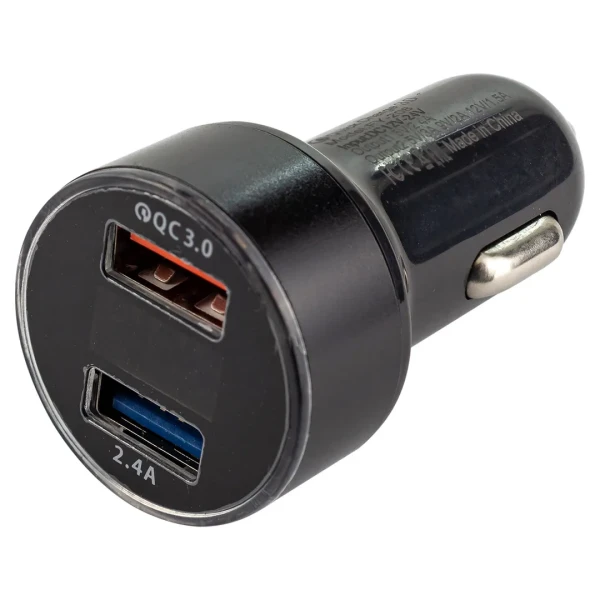 Автомобильное зарядное устройство FY-208 с вольтметром (12V-24V, USB:5V-Max 2.4A, QC3.0: 5V/3A,9V/2A,12V/1.5A)