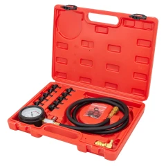 Тестер давления масла в комплекте с резьбовыми адаптерами-переходниками(0-10bar)12пр. в кейсе