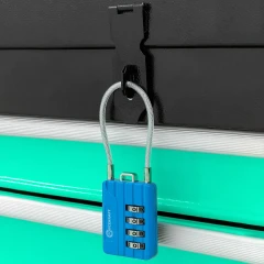 Замок навесной с кодовым паролем и гибкой дужкой 40х30х10мм(дужка 3мм, пространство для замка 52х21мм, код 4 цифры) в блистере