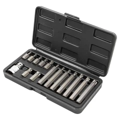 Набор бит TORX с битодержателем,15пр. 1/2''(L: 30/75мм, Т20,Т25,Т30,Т40,Т45,Т50,Т55)