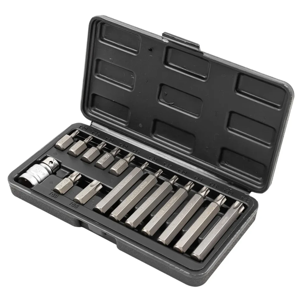 Набор бит TORX с битодержателем,15пр. 1/2''(L: 30/75мм, Т20,Т25,Т30,Т40,Т45,Т50,Т55)