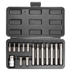 Набор бит TORX с битодержателем,15пр. 1/2''(L: 30/75мм, Т20,Т25,Т30,Т40,Т45,Т50,Т55)