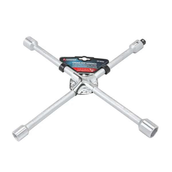 Ключ балонный крестовой 17-19-21-22мм с адаптером 1/2''на пластиковом держателе