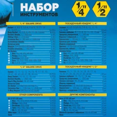 Набор инструментов 94 пр.1/4''&amp;1/2''(6-гран)(4-32мм)