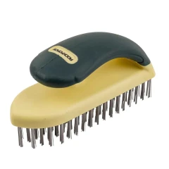 Щетка по металлу ручная в пластиковом корпусе с прорезиненной рукояткой (проволока из нержавеющей стали, 5x18рядов)