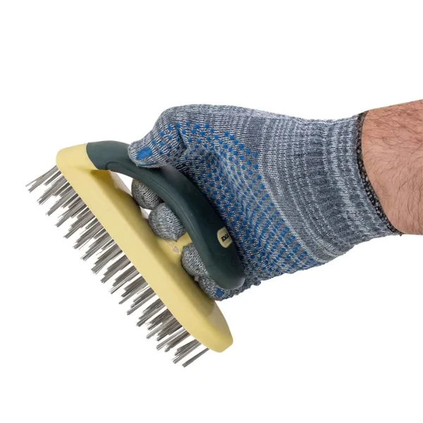 Щетка по металлу ручная в пластиковом корпусе с прорезиненной рукояткой (проволока из нержавеющей стали, 5x18рядов)