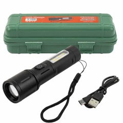 Фонарь ручной аккумуляторный (6 режимов работы, аккум. 1200мАч, время работы 2-4ч, время зар. 3ч, алюм. корпус) в пластиковом кейсе