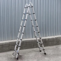 Лестница-стремянка телескопическая алюм. бытовая 2.5+2.5м (8+8 ступ.)