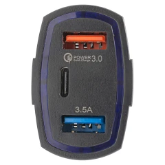 Автомобильное зарядное устройство FY-206 (12V-24V, USB 2/TYPE-C:5V-Max 2.4A, QC3.0: 5V/3A,9V/2A,12V/1.5A)