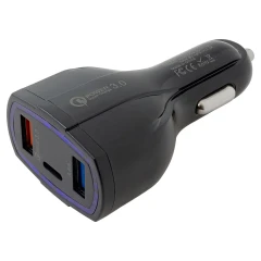 Автомобильное зарядное устройство FY-206 (12V-24V, USB 2/TYPE-C:5V-Max 2.4A, QC3.0: 5V/3A,9V/2A,12V/1.5A)