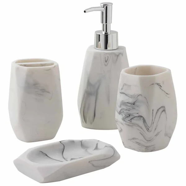 Набор для ванной комнаты 4пр. (мыльница, дозатор для мыла, подставка для зубных щеток, подставка для косметических аксессуаров)