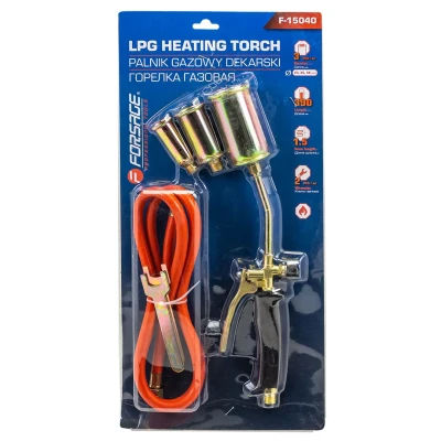 Горелка газовая с насадками и гибким шлангом (насадки-25,35,50мм, L-390мм, L шланга-1.5м) в блистере