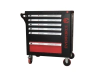 Тележка инструментальная 6-полочная с набором инструментов 154пр(черно-красная)и доп.секцией(780х740х470мм,полки:500х400х65мм-4шт, 500х400х160мм-1шт)