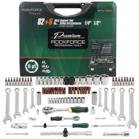 Набор инструментов 82+6пр.1/4''1/2''(6гр.)+(головка-бита 1/4''T40, биты 5/16'': М8,10,12,14,головки 1/2'': 10,12,13мм,ключи комбинир.:15,16мм)
