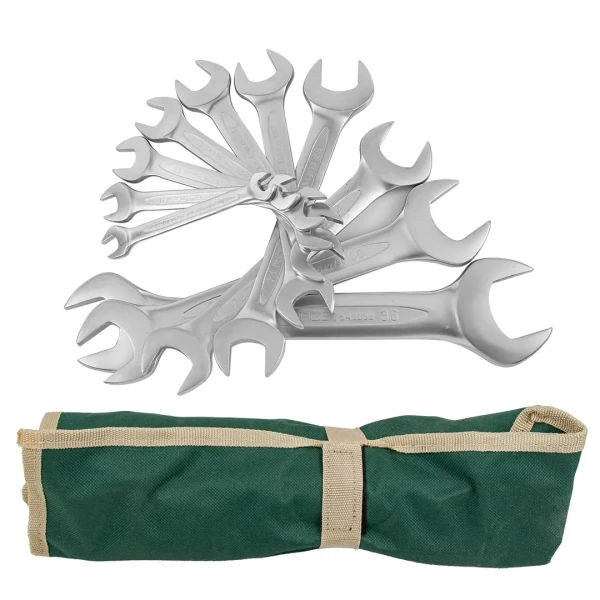 Набор ключей рожковых 10пр. (8х10, 9х11, 12х13, 14х15, 16х17, 18х19, 21х23, 22Х24 27х30, 32Х36мм) на полотне