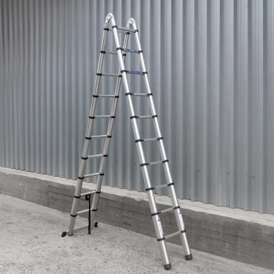 Лестница-стремянка телескопическая алюм. бытовая 3.2+3.2м (10+10 ступ.)