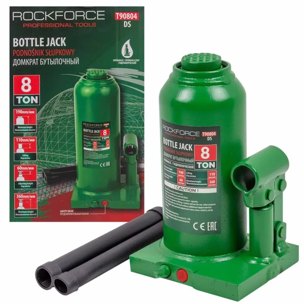 Домкрат бутылочный 8т с клапаном (h min 200мм,h max 400мм)