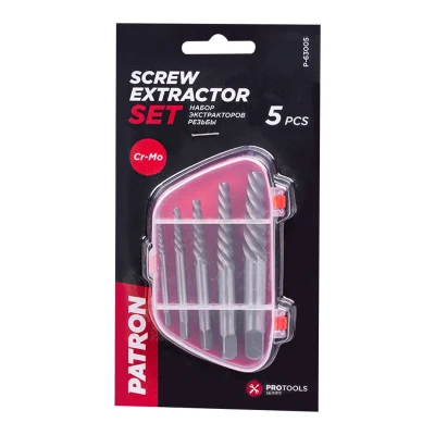 Набор экстракторов резьбы 5пр.(М3-М18, Ø:3-6мм, 6-8мм, 8-11мм, 11-14мм, 14-18мм), в пластиковом футляре