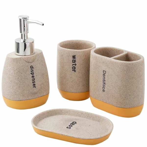 Набор для ванной комнаты 4пр. (мыльница, дозатор для мыла, подставка для зубных щеток, подставка для косметических аксессуаров)
