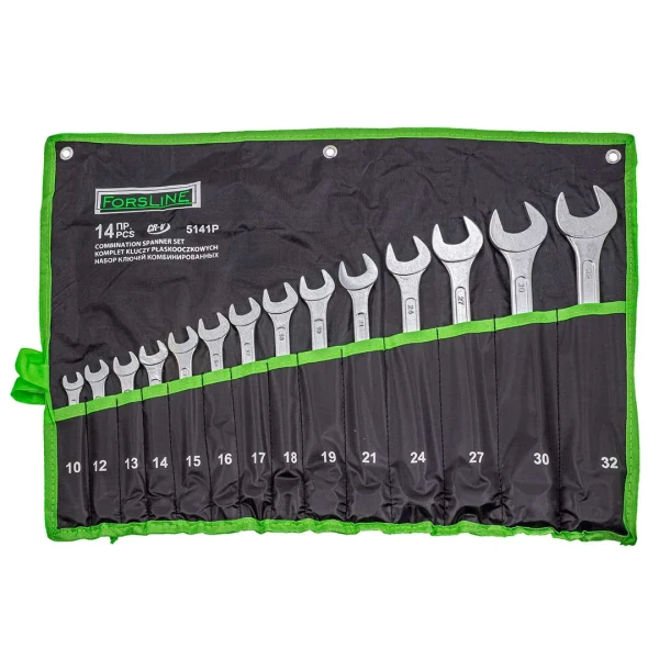 Набор ключей комбинированных 14пр.(10,12-19,21,24,27,30,32мм),на полотне