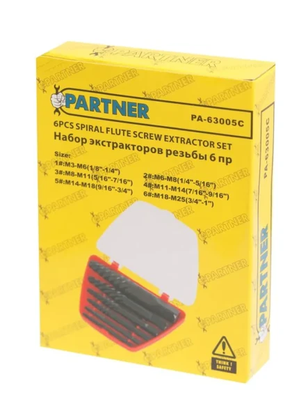 Набор экстракторов резьбы,6пр.(М3-М25, Ø:3-6мм, 6-8мм, 8-11мм, 11-14мм, 14-18мм, 18-22мм,), в пластиковом футляре