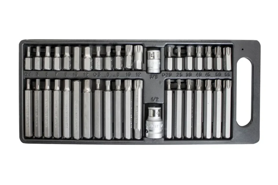 Набор бит с битодержателями 40пр. (10мм)(75/30мм:T20-T55,H4-H12,M5-M12), в пластиковом кейсе