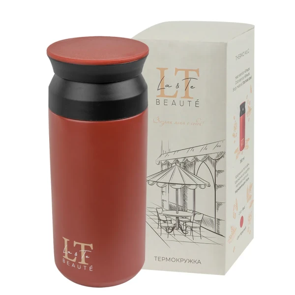Термокружка 350мл(нерж.сталь,горячее-до 6ч,холодное-до 6ч,цвет красный)