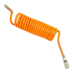 Шланг витой полиуретановый 6.5мм х 10мм х 5м с быстроразъемными наконечниками 1/4''(максимальное давление - 15bar, рабочая температура от -20 до +60 г