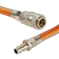 Шланг витой полиуретановый 6.5мм х 10мм х 5м с быстроразъемными наконечниками 1/4''(максимальное давление - 15bar, рабочая температура от -20 до +60 г