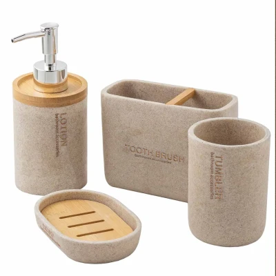 Набор для ванной комнаты 4пр. (мыльница, дозатор для мыла, подставка для зубных щеток, подставка для косметических аксессуаров)