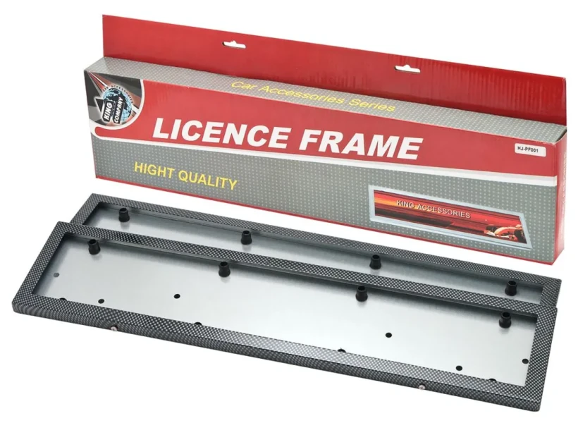 Рамка для номера нержавейка 2шт (CARBON) HJ-PF001