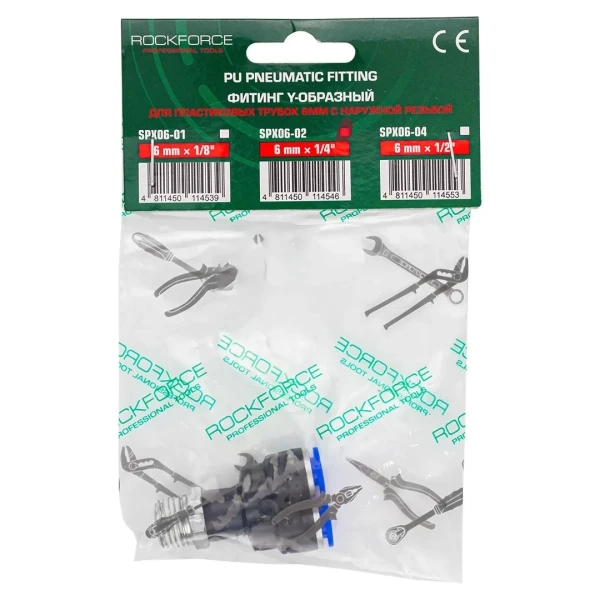 Фитинг Y-образный для пластиковых трубок 6мм с наружной резьбой 1/4''