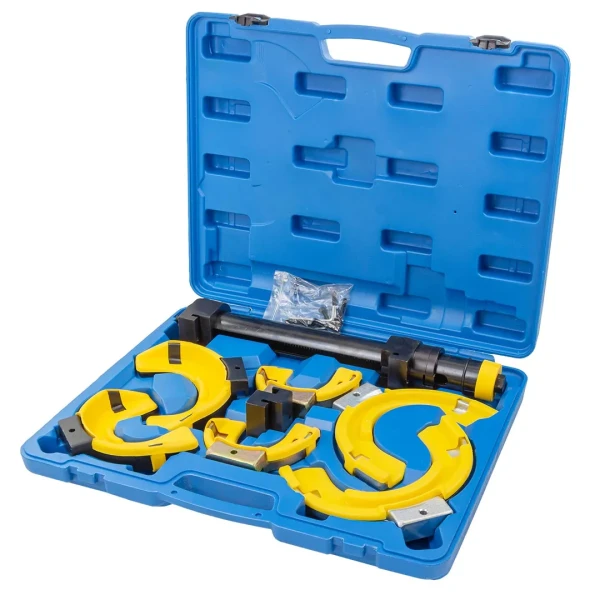 Стяжка пружин с 3-мя парами захватов и пластиковыми накладками, 7пр.(раб. диапазон:80-317мммм, диаметры захватов: 80/110/165 мм),в кейсе