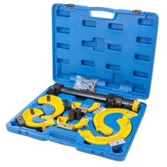 Стяжка пружин с 3-мя парами захватов и пластиковыми накладками, 7пр.(раб. диапазон:80-317мммм, диаметры захватов: 80/110/165 мм),в кейсе