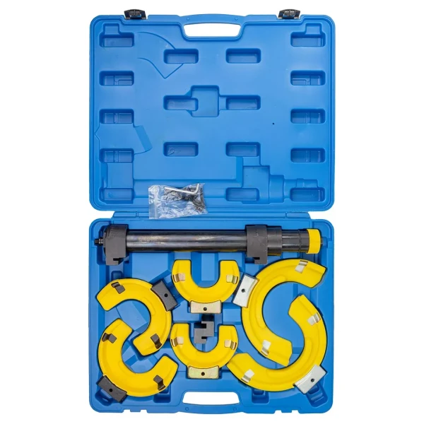 Стяжка пружин с 3-мя парами захватов и пластиковыми накладками, 7пр.(раб. диапазон:80-317мммм, диаметры захватов: 80/110/165 мм),в кейсе