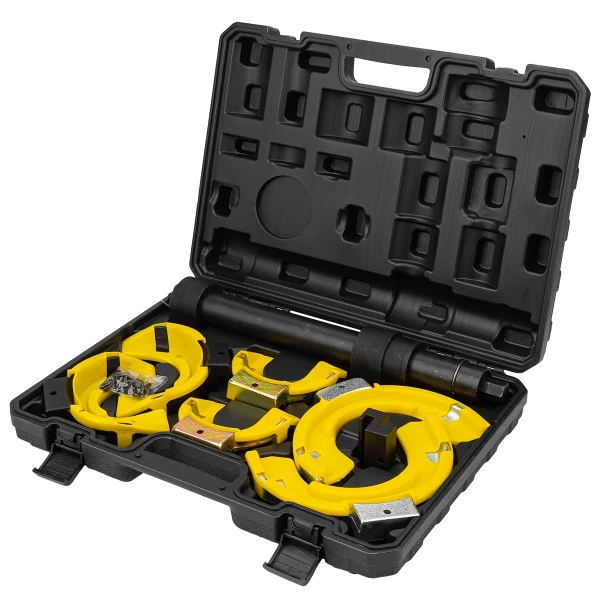 Стяжка пружин с 3-мя парами захватов и пластиковыми накладками, 7пр.(раб. диапазон:80-317мммм, диаметры захватов: 80/110/165 мм),в кейсе