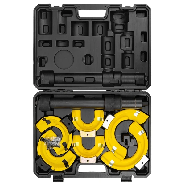 Стяжка пружин с 3-мя парами захватов и пластиковыми накладками, 7пр.(раб. диапазон:80-317мммм, диаметры захватов: 80/110/165 мм),в кейсе